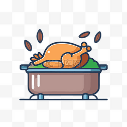 卡通风格图标显示酱汁烤鸡 向量