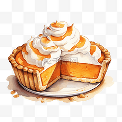 烘焙蛋糕感恩图片_南瓜饼手绘水彩插图