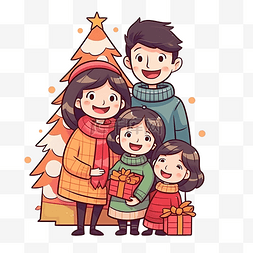 幸福的家庭在家里一起享受圣诞节
