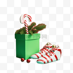 装有圣诞礼物的盒子和绿色表面上