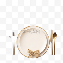 刀装饰图片_带空盘子的圣诞餐桌布置