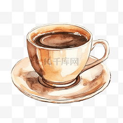 咖啡豆牛奶咖啡图片_水彩咖啡杯