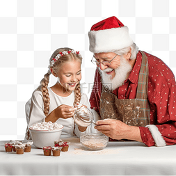 老人孙女图片_孙女在圣诞节那天协助制作甜点