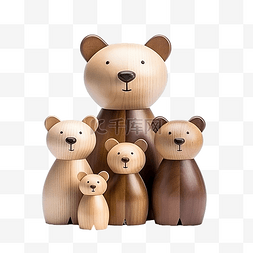小木屋图片_木制玩具熊家族手工制作的木制环