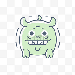 可爱的绿色怪物脸图标 向量