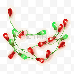 圣诞led灯图片_红色和绿色圣诞灯剪贴画白色背景