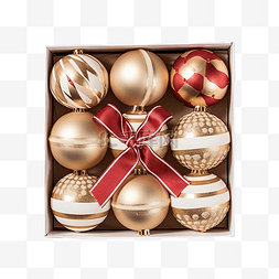 纸板箱中的圣诞球，用于节日装饰