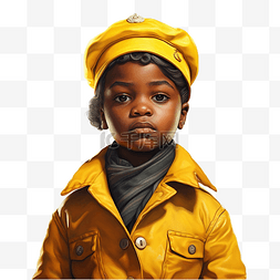 阿贝尼logo图片_一个戴着黄色贝雷帽的黑人孩子 
