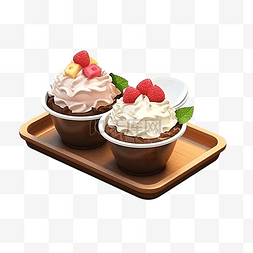 可爱的冰淇淋图片_巧克力 bingsu 刨冰的 3d 渲染设置在