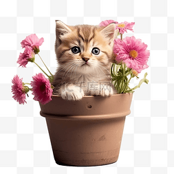 可爱的小猫 可爱的花盆 小猫 宠物