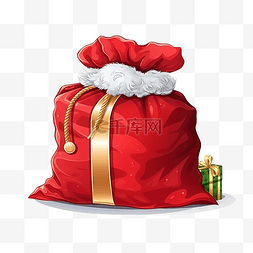 圣诞老人红色袋子与孤立的礼品盒