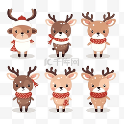可爱的圣诞驯鹿系列用于圣诞装饰