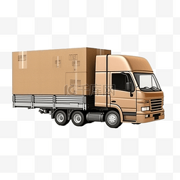 3d 纸板箱卡车从笔记本电脑或 3d 