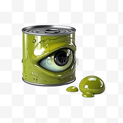 绿眼球图片_万圣节眼睛和罐头里的绿蛇，配有