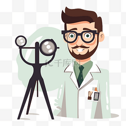 卡通医生显微镜图片_验光师剪贴画眼科医生男医生站在