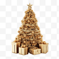 装饰圣诞树，上面有白色隔离的礼