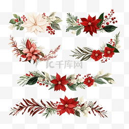 花饰饰品图片_圣诞边框系列，配有装饰性手绘时