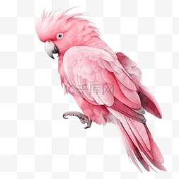 粉色小碎花花环图片_水彩粉色凤头鹦鹉鸟图