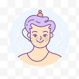 紫色的图标图片_头发上有紫色寺庙的女人的图标 