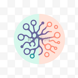 中颜色图片_圆形平面矢量绘图中的神经网络图