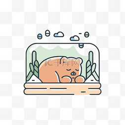 玻璃制造图片_一只熊睡在玻璃盒子里的可爱图标