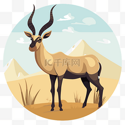 沙漠插图图片_羚羊剪贴画 沙漠卡通中的羚羊和
