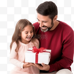一家人礼物图片_圣诞节概念可爱的爸爸和女儿在圣