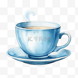 珊瑚橙图片_水彩茶或咖啡杯