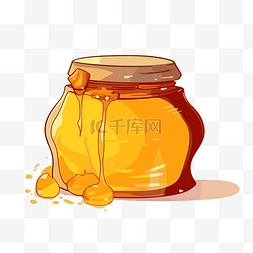 水果插画手绘画图片_蜂蜜剪贴画 卡通蜂蜜罐插画 向量