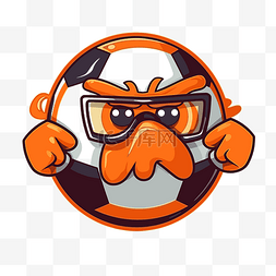 足球标志剪贴画戴眼镜的橙色男子
