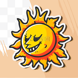 太阳表面图片_木质表面剪贴画上的卡通太阳贴纸