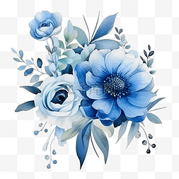 古水图片_水彩风格的蓝色插花