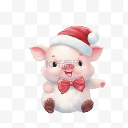 卡通动物猪图案图片_穿着西装的可爱猪和戴着蓬松绒球