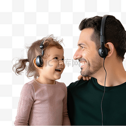 字听图片_带有人工耳蜗助听器的儿童与父亲