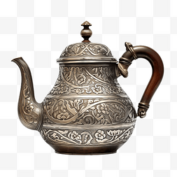 追逐梵高图片_具有艺术雕花的古董金属茶壶