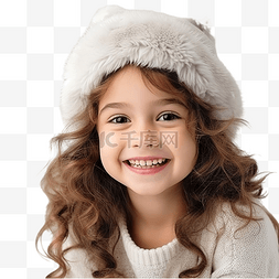 娃娃小女孩图片_庆祝圣诞节的小女孩看着一旁微笑
