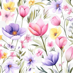 園藝工具图片_水彩春天的花朵图案