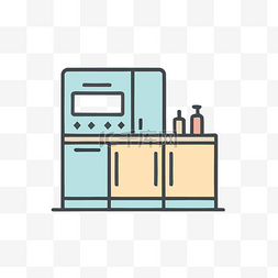 涂鸦家庭厨房平面图标线条艺术 