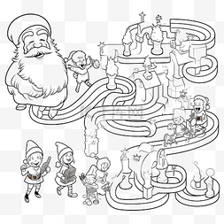 儿童迷宫迷宫图图片_迷宫与圣诞老人与礼物和儿童着色