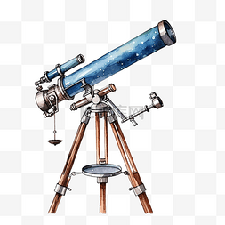 小男孩望远镜手绘图片_水彩望远镜剪贴画