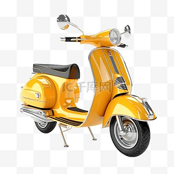 3D 渲染亮黄色和镀铬复古摩托车透