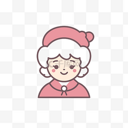 简单圣诞老人图片_圣诞女人图标或戴着圣诞老人帽子