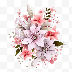白色和粉红色的花朵与花卉装饰