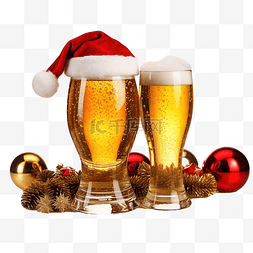 发光鹿角图片_PNG啤酒杯与圣诞配件