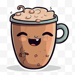 免费咖啡图片_可爱的卡通咖啡孤立矢量插图一个