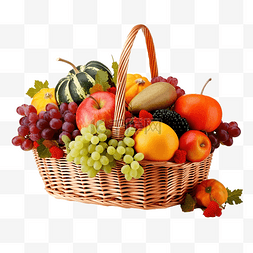 感恩节活动素材图片_感恩节快乐庆祝活动装满篮子水果