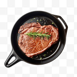 烤大蒜图片_煎锅上的牛排肉