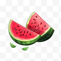 西瓜水彩图片_西瓜插画夏季水果