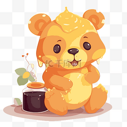 蜂蜜和熊图片_蜂蜜熊剪贴画 卡通蜂蜜熊和果冻