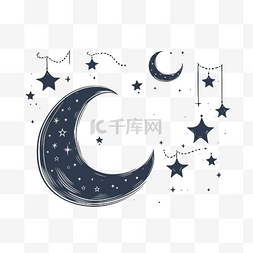 星星和天空图片_夜晚的月亮和星星